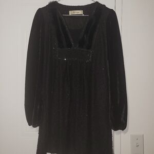 Riviera Black Velvet Long Sleeve Dress